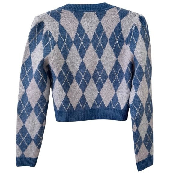 Lovers + Friends Casey Argyle Sweater in "Blue Multi" Size XS - Picture 9 of 14